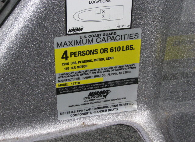 ’11 Ranger 177TR  w/115hp Evinrude full
