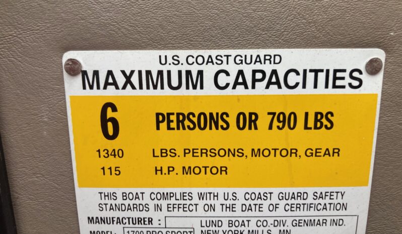 2000 LUND 1700 PRO SPORT W/ 115HP full